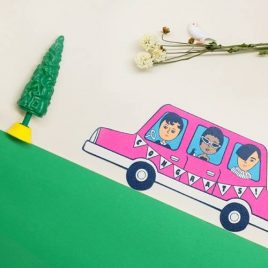 Klappkarte Shape „Pink Car“