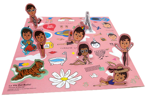 ausgefallene Stickersammlung pink